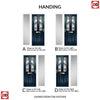 Premium Composite Front Door Set with One Side Screen - Esprit 2 Abstract Glass - Shown in Blue
