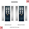 Premium Composite Front Door Set with Two Side Screens - Esprit 2 Abstract Glass - Shown in Blue