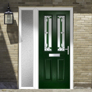 Image: Premium Composite Front Door Set with One Side Screen - Esprit 2 Winestead Green Glass - Shown in Green