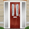 Premium Composite Front Door Set with Two Side Screens - Esprit 2 Winestead Grey Glass - Shown in Red