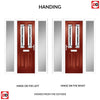 Premium Composite Front Door Set with Two Side Screens - Esprit 2 Winestead Grey Glass - Shown in Red