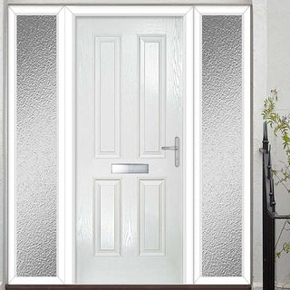 Image: Premium Composite Front Door Set with Two Side Screens - Esprit Solid - Shown in White