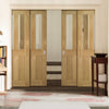 Eton American White Oak Veneer Staffetta Quad Telescopic Pocket Doors - Clear Glass - Unfinished