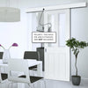 Single Sliding Door & Wall Track - Eton White Primed Victorian Shaker Door - Clear Glass