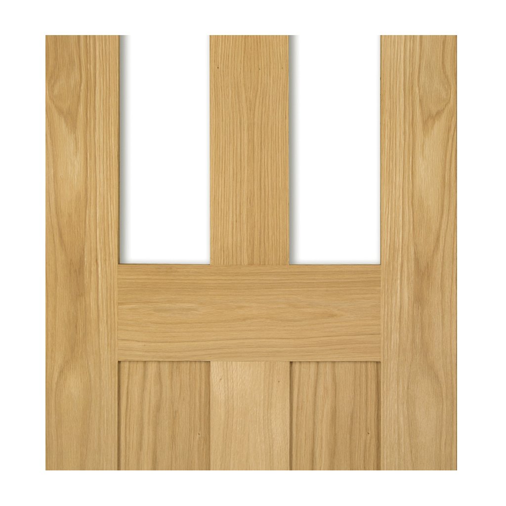 Eton Real American White Oak Veneer Door Pair - Clear Glass - Unfinished