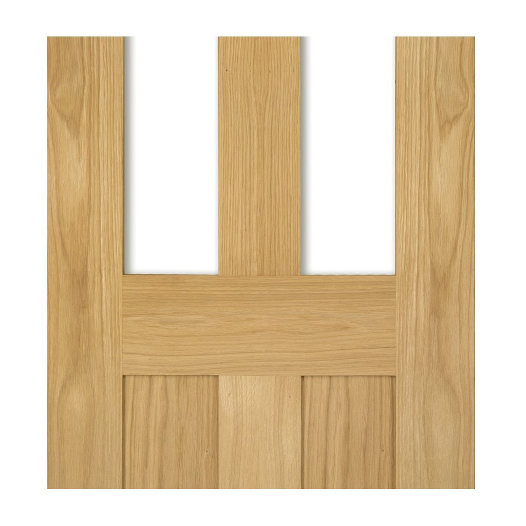 Eton Oak Absolute Evokit Single Pocket Door Detail - Clear Glass - Unfinished