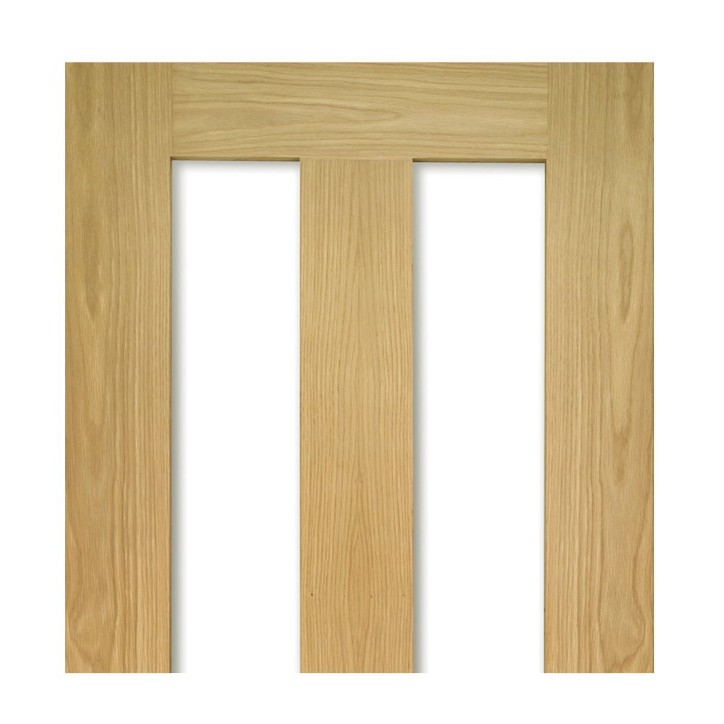 Eton American White Oak Veneer Staffetta Quad Telescopic Pocket Doors - Clear Glass - Unfinished