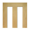 Eton Real American White Oak Veneer Double Evokit Pocket Door Detail - Clear Glass - Unfinished