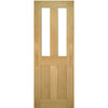 Saturn Tubular Stainless Steel Sliding Track & Eton Oak Double Door - Clear Glass - Unfinished