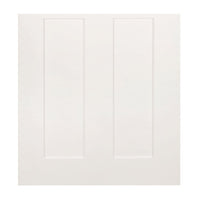 Two Folding Doors & Frame Kit - Eton Victorian Shaker 2+0 - Clear Glass - White Primed