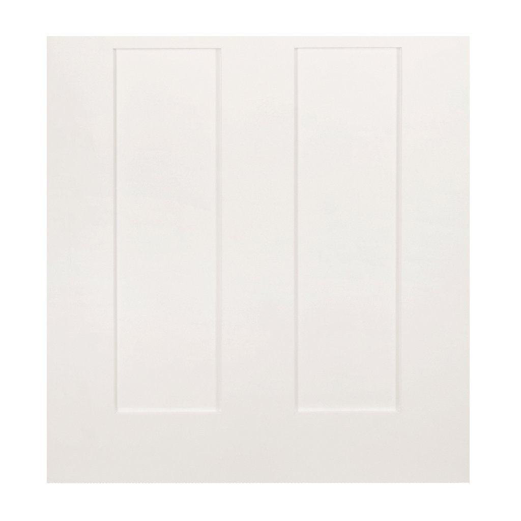 Two Folding Doors & Frame Kit - Eton Victorian Shaker 2+0 - Clear Glass - White Primed