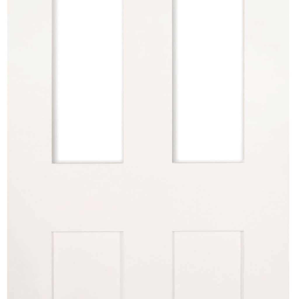 Four Folding Doors & Frame Kit - Eton Victorian Shaker 3+1 - Clear Glass - White Primed