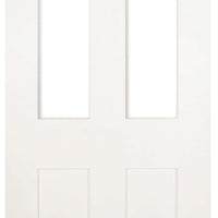 Four Folding Doors & Frame Kit - Eton Victorian Shaker 2+2 - Clear Glass - White Primed