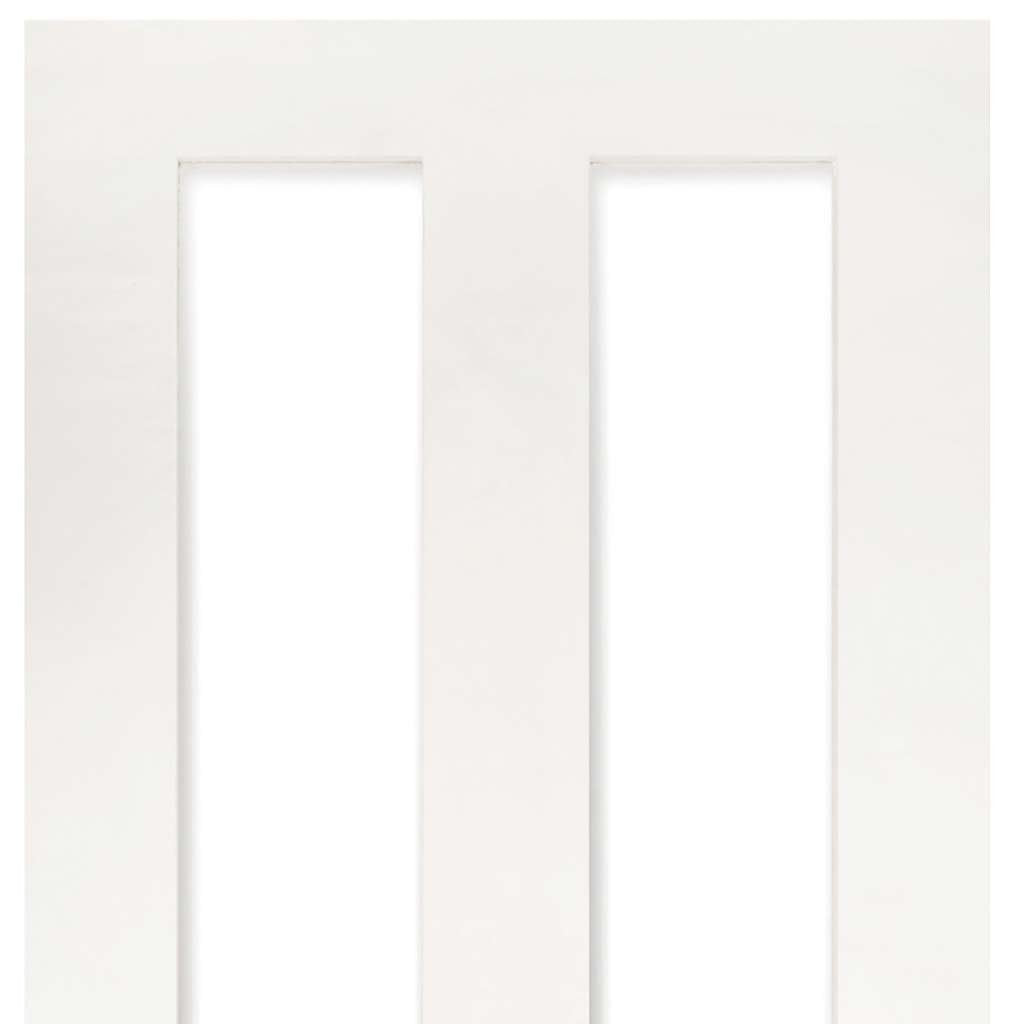 Five Folding Doors & Frame Kit - Eton Victorian Shaker 3+2 - Clear Glass - White Primed