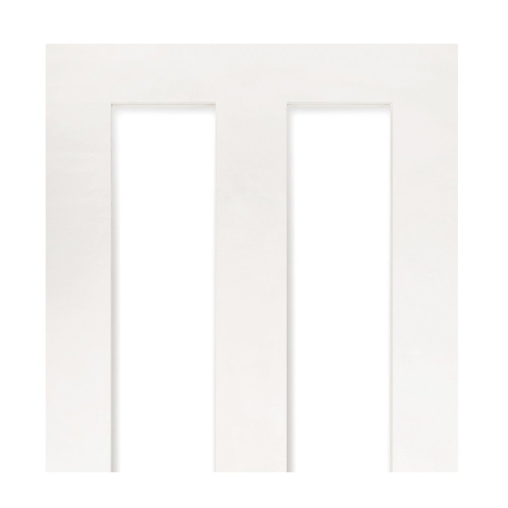 Eton Victorian Shaker Staffetta Twin Telescopic Pocket Doors - Clear Glass - White Primed