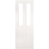 Two Folding Doors & Frame Kit - Eton Victorian Shaker 2+0 - Clear Glass - White Primed