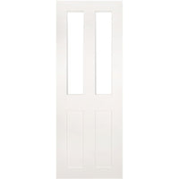 Two Folding Doors & Frame Kit - Eton Victorian Shaker 2+0 - Clear Glass - White Primed