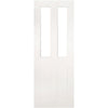 Double Sliding Door & Wall Track - Eton White Primed Victorian Shaker Door - Clear Glass
