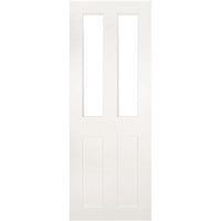 Four Folding Doors & Frame Kit - Eton Victorian Shaker 2+2 - Clear Glass - White Primed