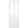 Eton Victorian Shaker Staffetta Twin Telescopic Pocket Doors - Clear Glass - White Primed