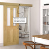 Single Sliding Door & Wall Track - Eton Real American White Oak Veneer Door - Clear Glass - Unfinished