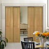 Eton American White Oak Veneer Staffetta Quad Telescopic Pocket Doors - Unfinished