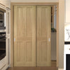 Pass-Easi Two Sliding Doors and Frame Kit - Eton Real American White Oak Veneer Door - Unfinished