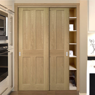 Image: Two Sliding Maximal Wardrobe Doors & Frame Kit - Eton Real American White Oak Veneer Door - Unfinished