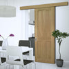 Single Sliding Door & Wall Track - Eton Real American White Oak Veneer Door - Unfinished