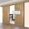 Double Sliding Door & Wall Track - Eton Real American White Oak Veneer Door - Unfinished