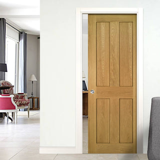 Image: Eton Real American White Oak Veneer Single Evokit Pocket Door - Unfinished