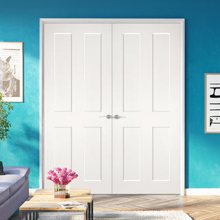 Image: Bespoke Eton White Primed Victorian Shaker Internal Door Pair