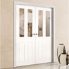 Bespoke Eton White Primed Victorian Shaker Internal Door Pair - Clear Glass
