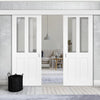 Double Sliding Door & Wall Track - Eton White Primed Victorian Shaker Door - Clear Glass