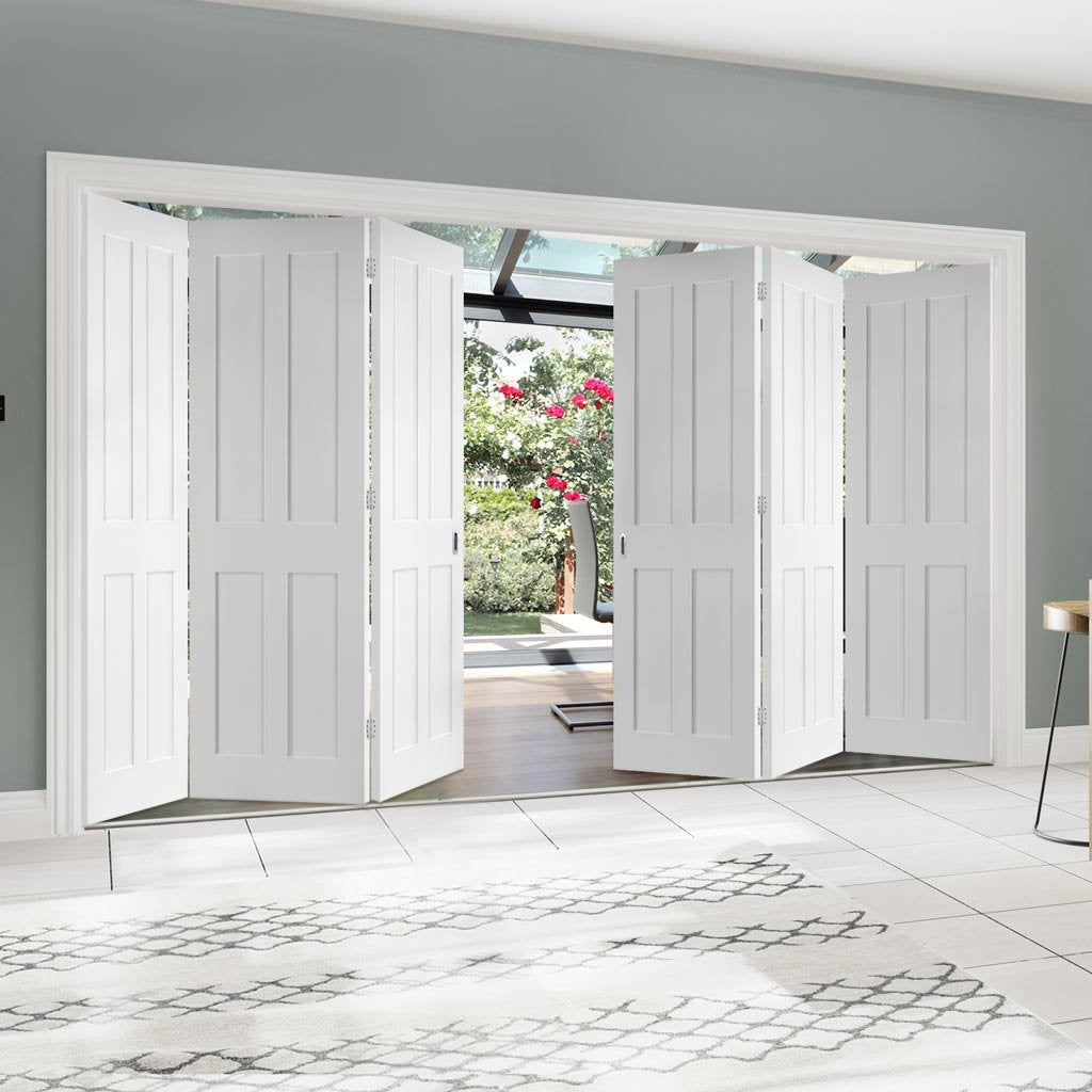 Six Folding Doors & Frame Kit - Eton Victorian Shaker 3+3 - White Primed