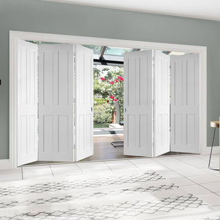 Image: Six Folding Doors & Frame Kit - Eton Victorian Shaker 3+3 - White Primed