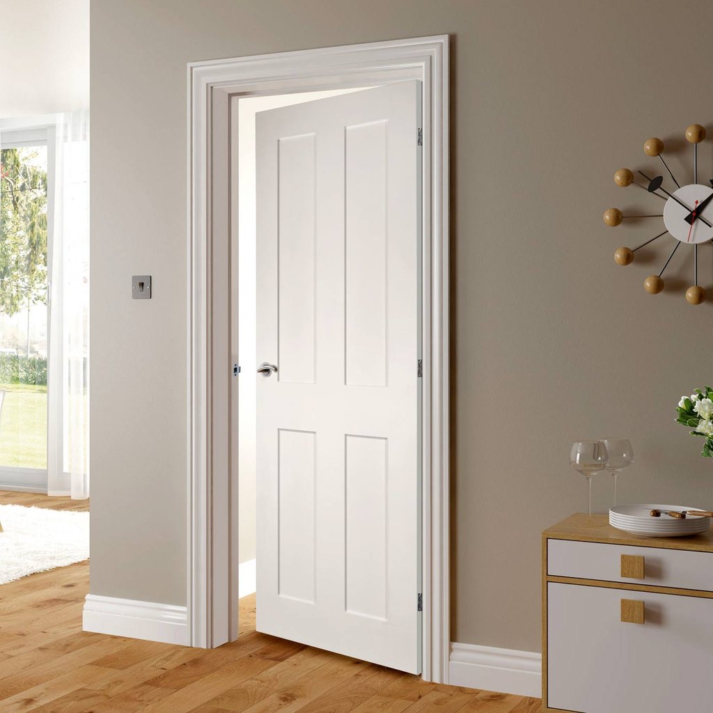 Eton White Primed Victorian Shaker Fire Door - 1/2 Hour Fire Rated