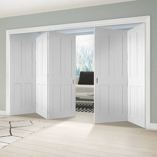 Image: Five Folding Doors & Frame Kit - Eton Victorian Shaker 3+2 - White Primed