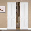 Eton Victorian Shaker Absolute Evokit Double Pocket Doors - White Primed