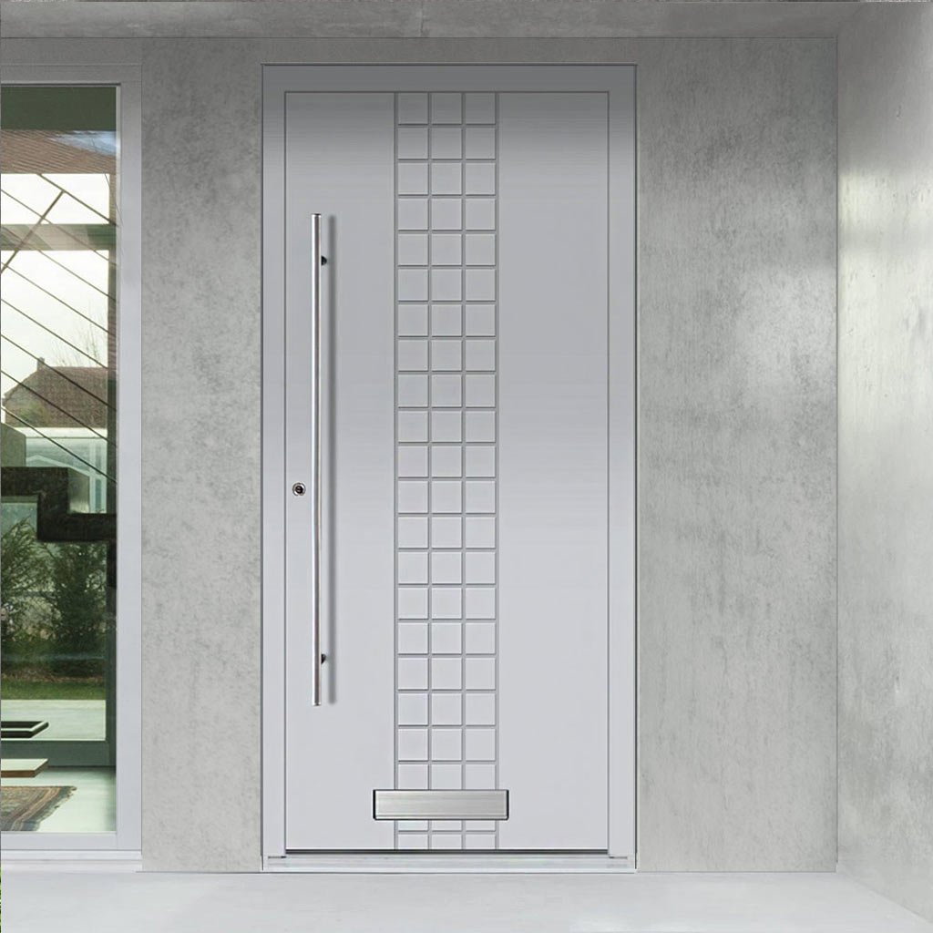External ThruSafe Aluminium Front Door - 1725 CNC Grooves Solid - 7 Colour Options