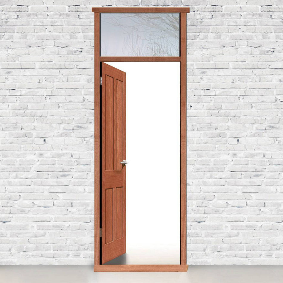 Exterior Door Frame with Transom Rail - Clear Double Glazing, Suits a Single Door, Made to Size