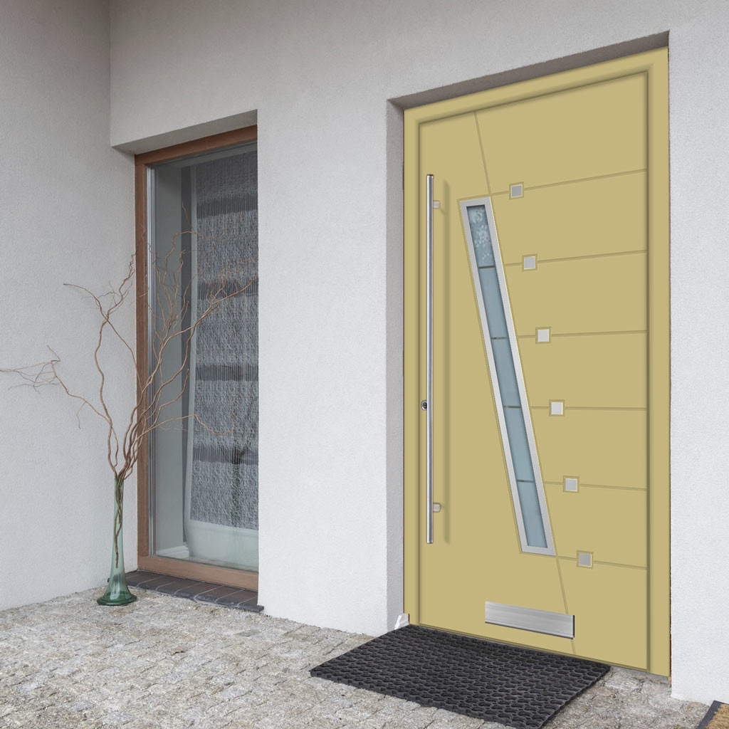 External ThruSafe Aluminium Front Door - 1661 CNC Grooves & Stainless Steel - 7 Colour Options