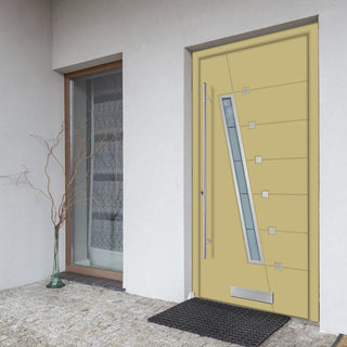 Image: External ThruSafe Aluminium Front Door - 1661 CNC Grooves & Stainless Steel - 7 Colour Options