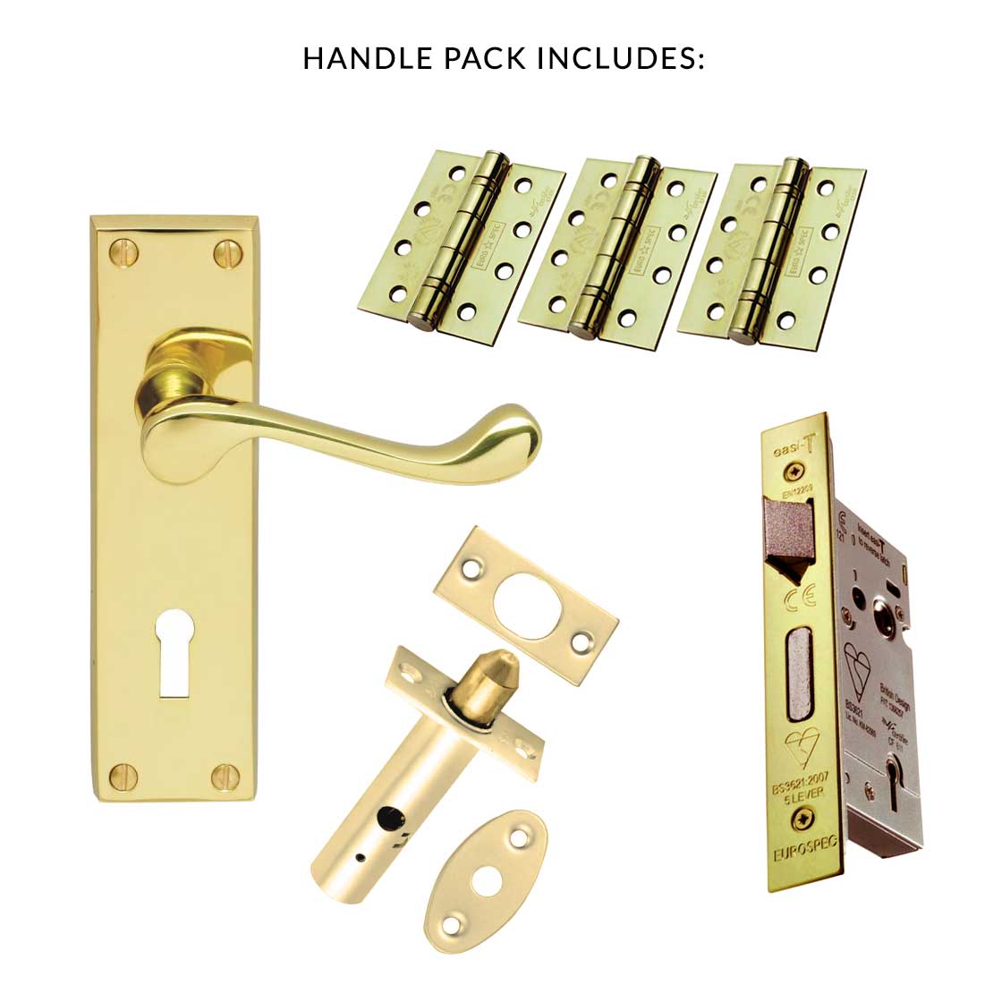 External CBS54 - Contract Range - Victorian Lever Back Door Handle Pack - Brass Finish