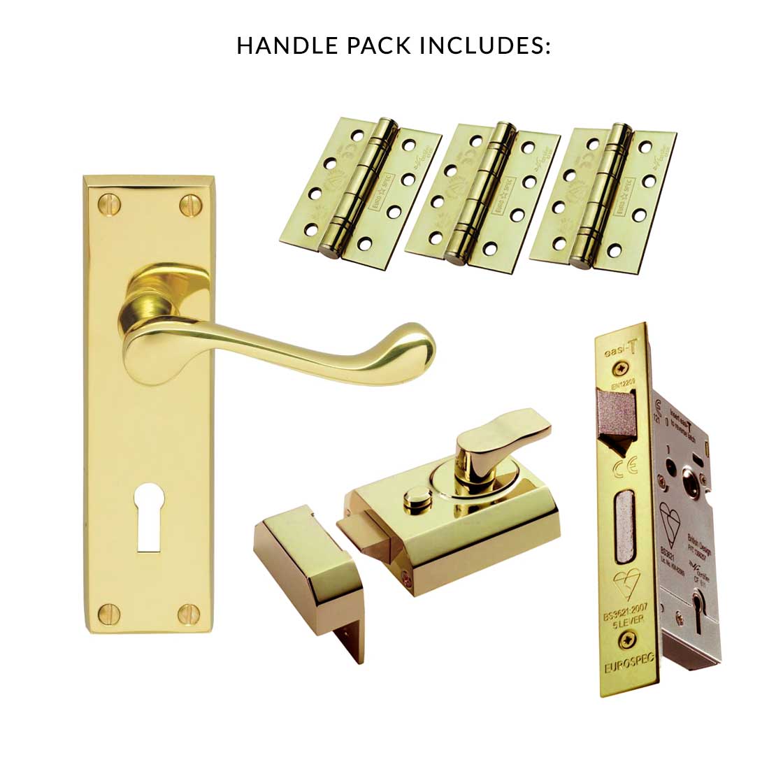 External CBS54 - Contract Range - Victorian Lever Front Door Handle Pack - Brass Finish