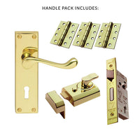 External DL54 Victorian Scroll Lever Front Door Handle Pack - Brass Finish