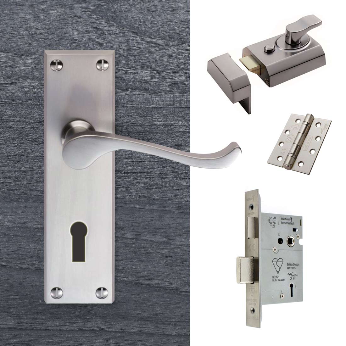 External DL54 Victorian Scroll Lever Front Door Handle Pack - Chrome Finish
