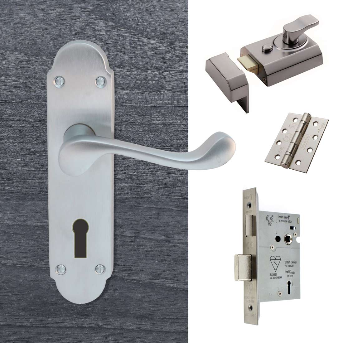 External DL168 Oakley Suite Lever Front Door Handle Pack - Chrome Finish