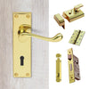 External CBS54 - Contract Range -Victorian Lever Stable Door Handle Pack - Brass Finish