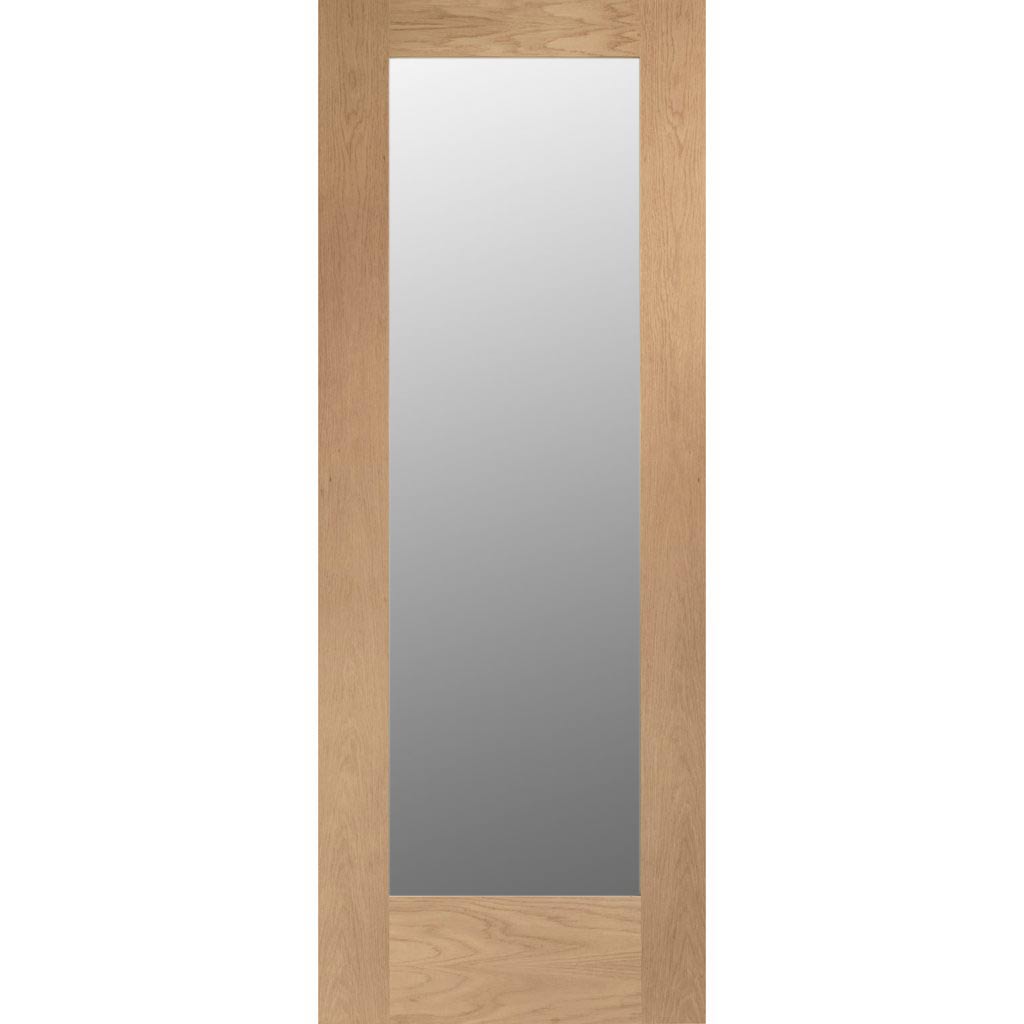Part L Compliant External Shaker 1L Oak Door - Clear Double Glazing - Two Unglazed Side Screens